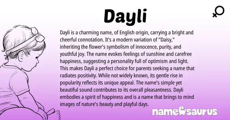 Infographic about Dayli name meaning, Dayli is a name from English origin(s).