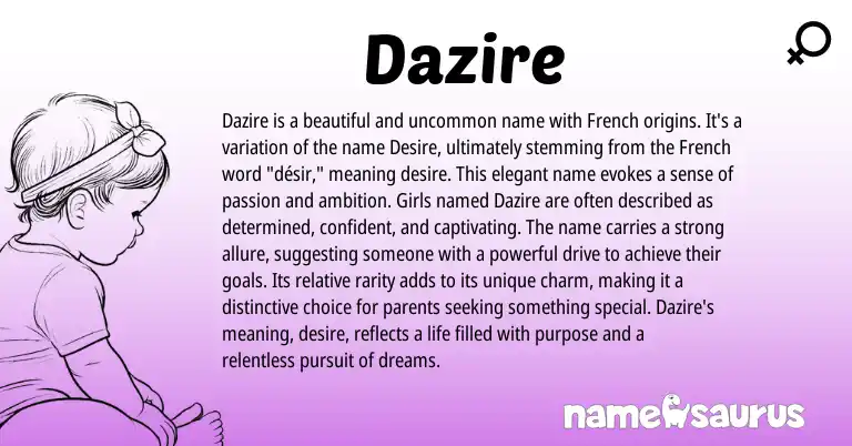 Infographic about Dazire name meaning, Dazire is a name from French origin(s).