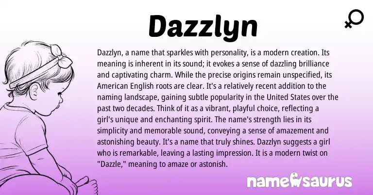 Infographic about Dazzlyn name meaning, Dazzlyn is a name from Other origin(s).