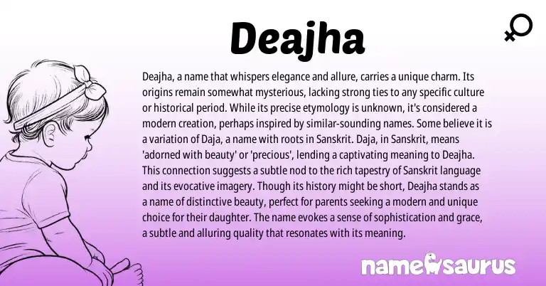 Infographic about Deajha name meaning, Deajha is a name from Sanskrit origin(s).