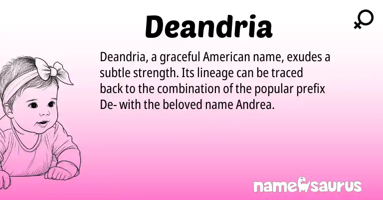 Infographic about Deandria name meaning, Deandria is a name from American origin(s).