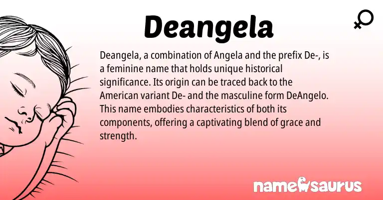 Infographic about Deangela name meaning, Deangela is a name from American origin(s).