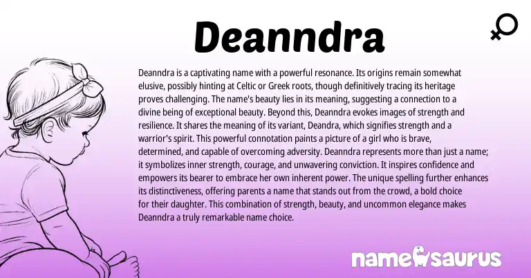 Infographic about Deanndra name meaning, Deanndra is a name from English, Other origin(s).