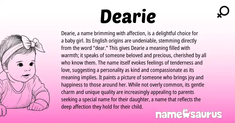 Infographic about Dearie name meaning, Dearie is a name from Other origin(s).