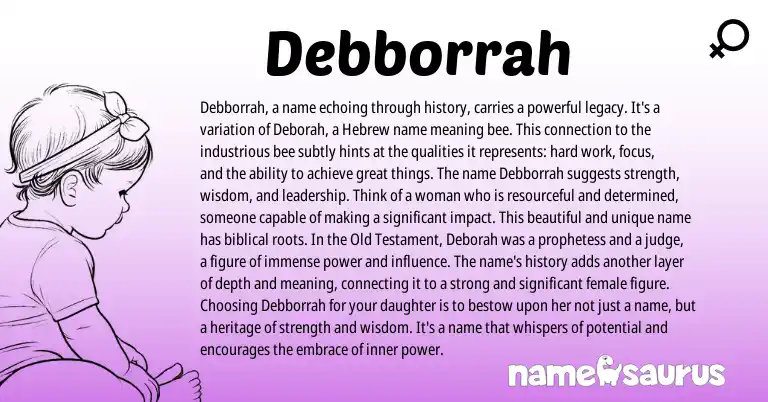 Infographic about Debborrah name meaning, Debborrah is a name from Hebrew, Biblical origin(s).