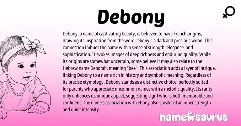Infographic about Debony name meaning, Debony is a name from French, English origin(s).