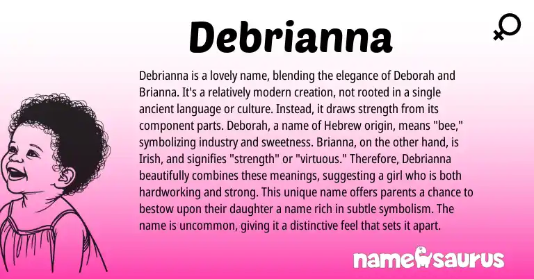 Infographic about Debrianna name meaning, Debrianna is a name from Hebrew, Irish origin(s).