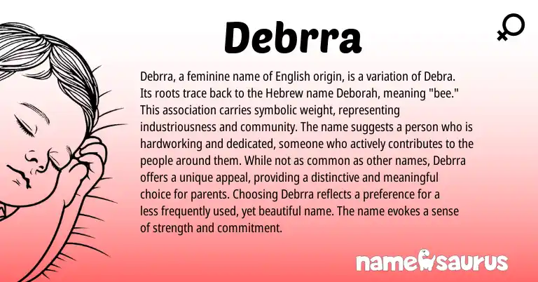 Infographic about Debrra name meaning, Debrra is a name from Hebrew, English origin(s).