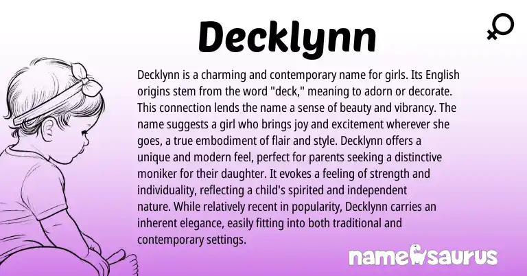 Infographic about Decklynn name meaning, Decklynn is a name from English origin(s).