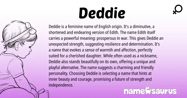 Infographic about Deddie name meaning, Deddie is a name from English, Greek origin(s).