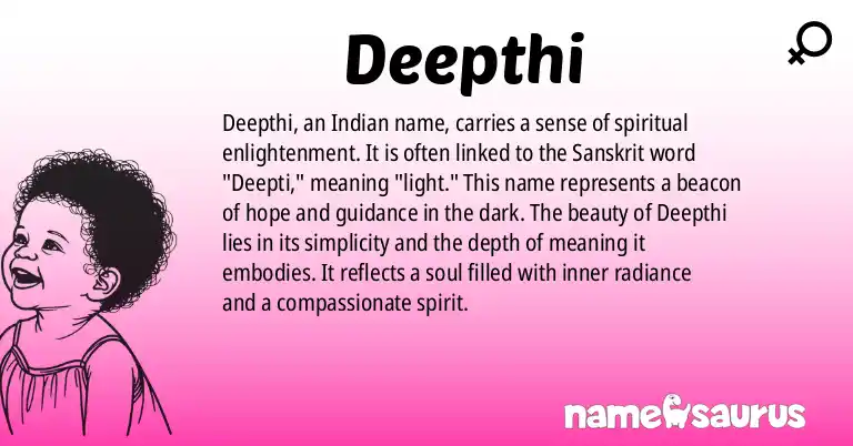 Infographic about Deepthi name meaning, Deepthi is a name from Indian origin(s).