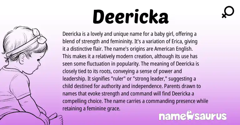 Infographic about Deericka name meaning, Deericka is a name from Other origin(s).