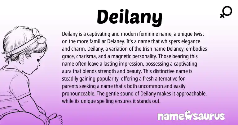 Infographic about Deilany name meaning, Deilany is a name from Irish, American origin(s).