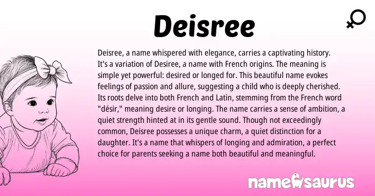 Infographic about Deisree name meaning, Deisree is a name from French origin(s).