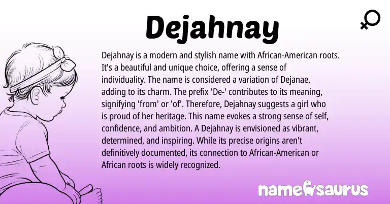 Infographic about Dejahnay name meaning, Dejahnay is a name from Other origin(s).