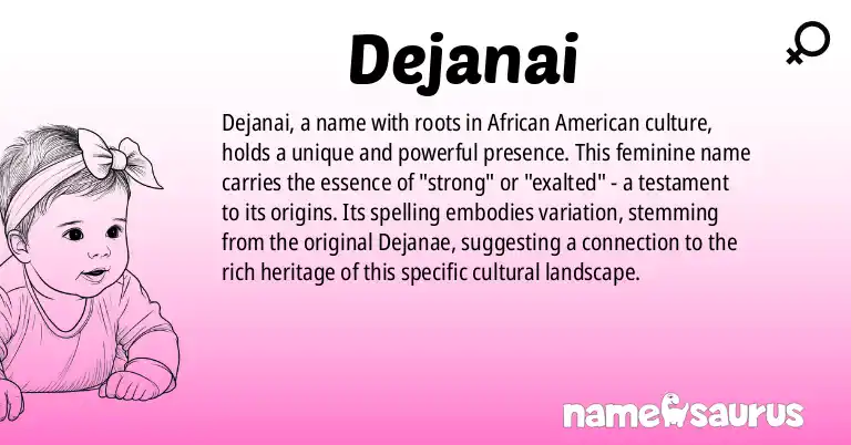 Infographic about Dejanai name meaning, Dejanai is a name from African American origin(s).