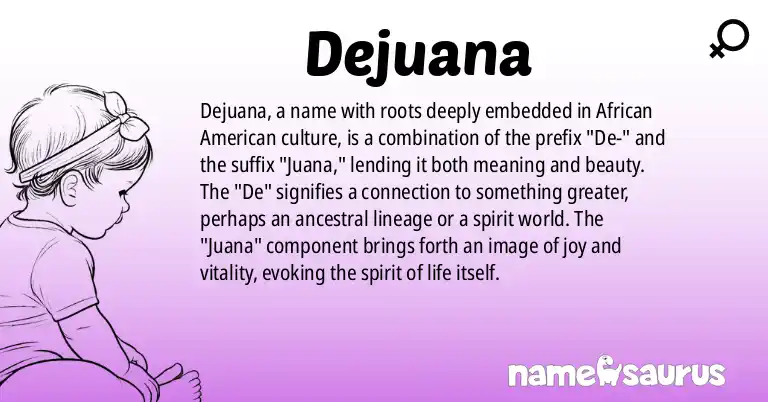 Infographic about Dejuana name meaning, Dejuana is a name from African American origin(s).