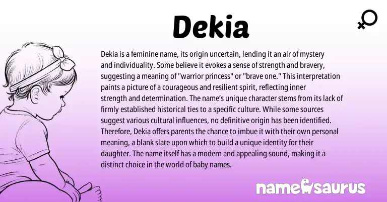 Infographic about Dekia name meaning, Dekia is a name from American origin(s).