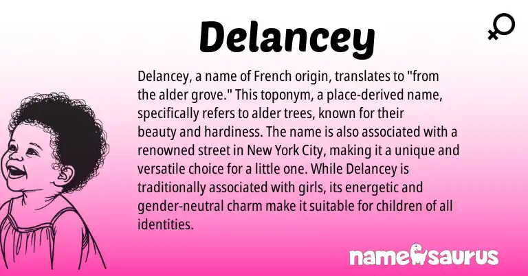Infographic about Delancey name meaning, Delancey is a name from French origin(s).