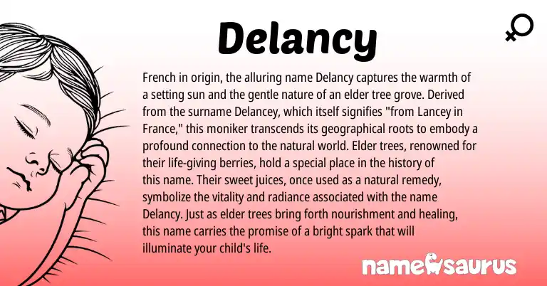 Infographic about Delancy name meaning, Delancy is a name from French origin(s).