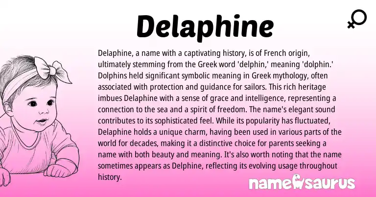Infographic about Delaphine name meaning, Delaphine is a name from Greek, French origin(s).