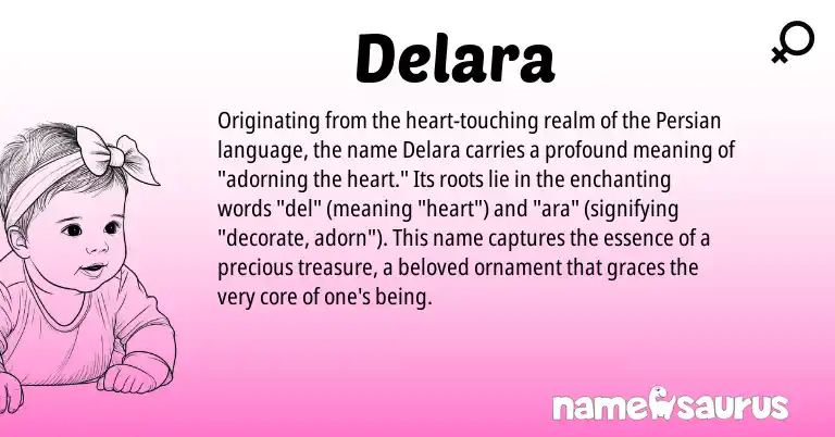Infographic about Delara name meaning, Delara is a name from Persian origin(s).