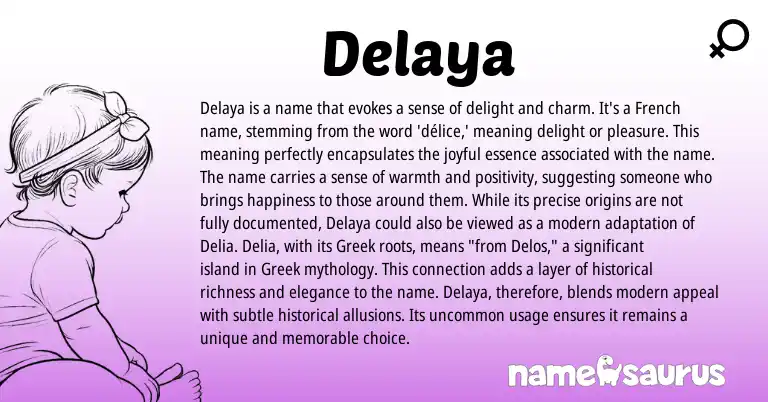 Infographic about Delaya name meaning, Delaya is a name from French origin(s).