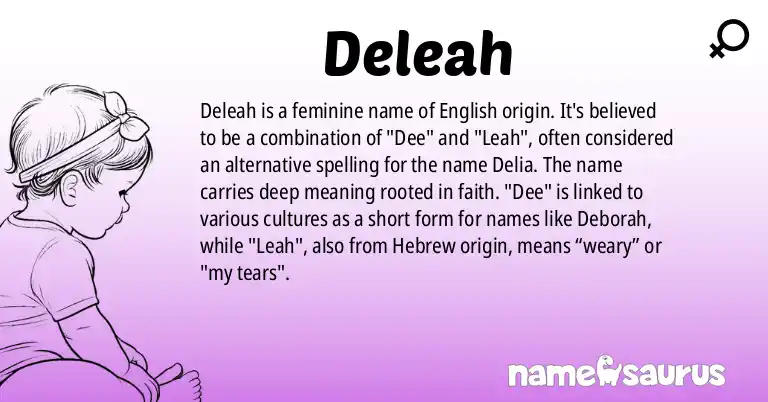 Infographic about Deleah name meaning, Deleah is a name from English origin(s).