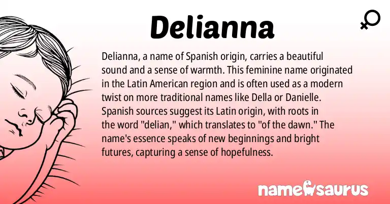 Infographic about Delianna name meaning, Delianna is a name from Spanish (Latin American) origin(s).