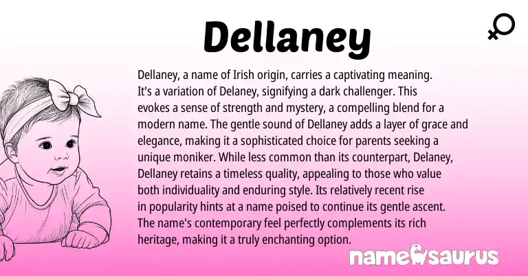 Infographic about Dellaney name meaning, Dellaney is a name from Irish origin(s).