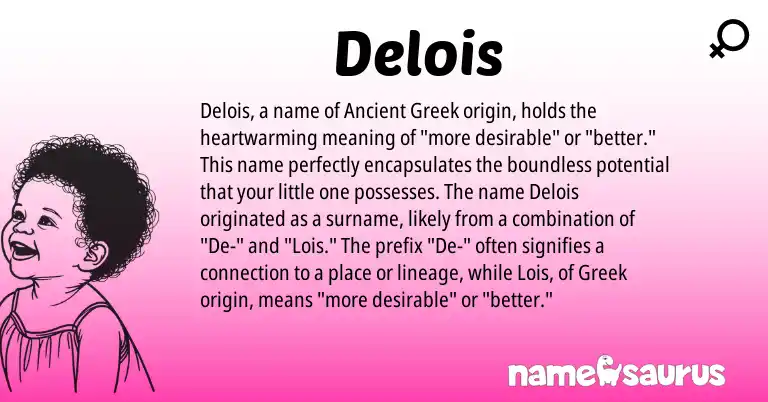 Infographic about Delois name meaning, Delois is a name from Ancient Greek, Greek origin(s).
