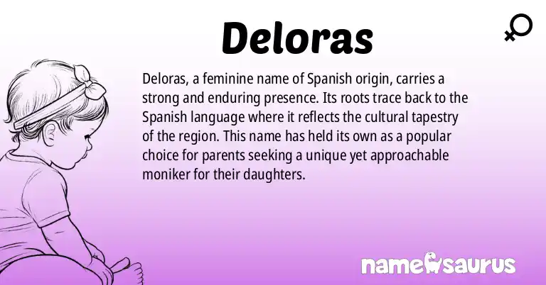 Infographic about Deloras name meaning, Deloras is a name from Spanish origin(s).