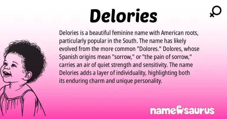 Infographic about Delories name meaning, Delories is a name from American (South) origin(s).