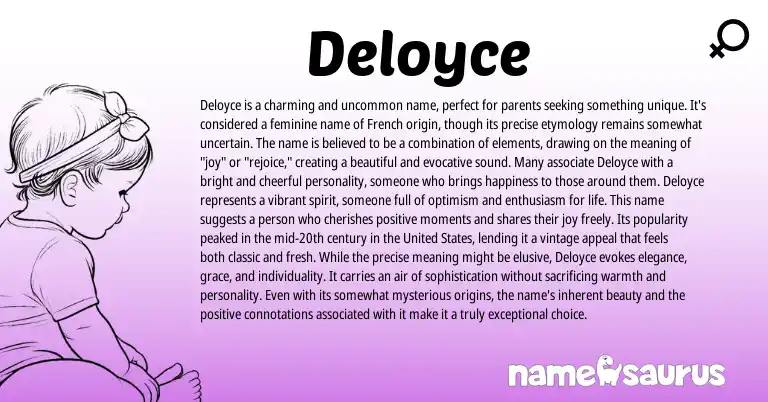 Infographic about Deloyce name meaning, Deloyce is a name from French, English origin(s).