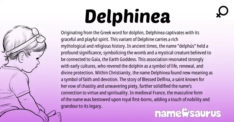 Infographic about Delphinea name meaning, Delphinea is a name from Christianity, Greek origin(s).