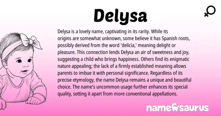 Infographic about Delysa name meaning, Delysa is a name from Spanish origin(s).