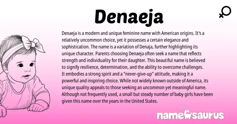 Infographic about Denaeja name meaning, Denaeja is a name from American origin(s).