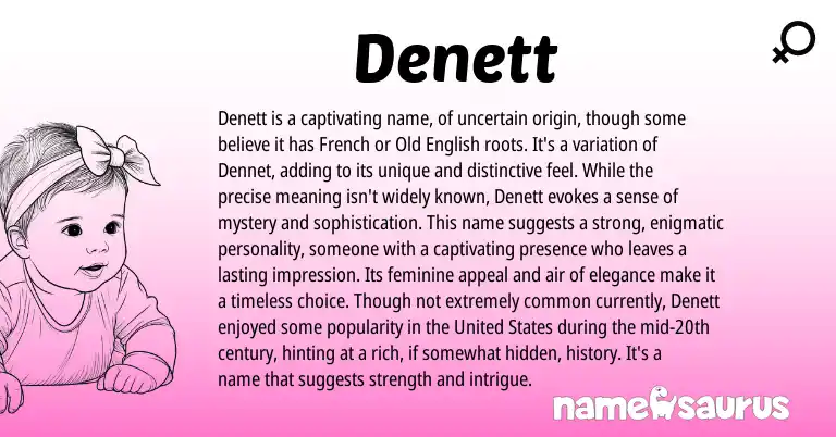 Infographic about Denett name meaning, Denett is a name from English origin(s).