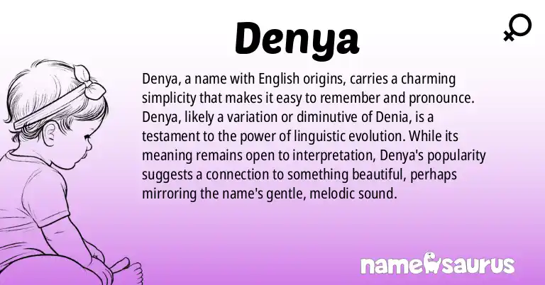 Infographic about Denya name meaning, Denya is a name from English origin(s).