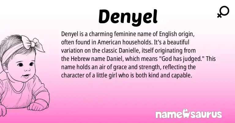 Infographic about Denyel name meaning, Denyel is a name from English (American) origin(s).