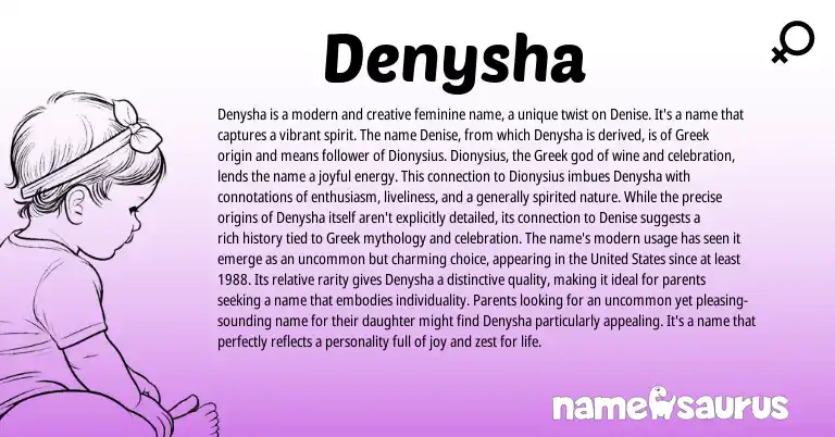Infographic about Denysha name meaning, Denysha is a name from Greek origin(s).
