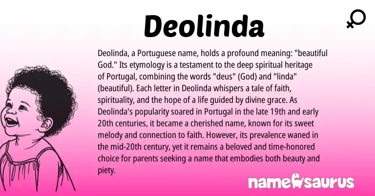 Infographic about Deolinda name meaning, Deolinda is a name from Portugal, Portuguese origin(s).