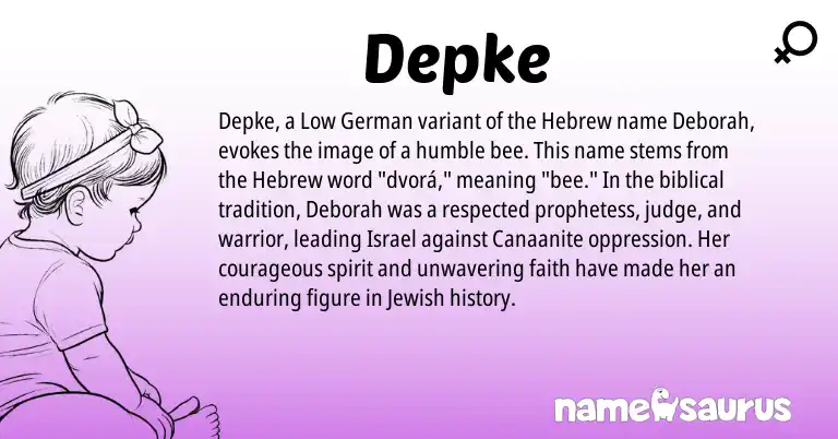 Infographic about Depke name meaning, Depke is a name from Low German, Jewish, Hebrew origin(s).