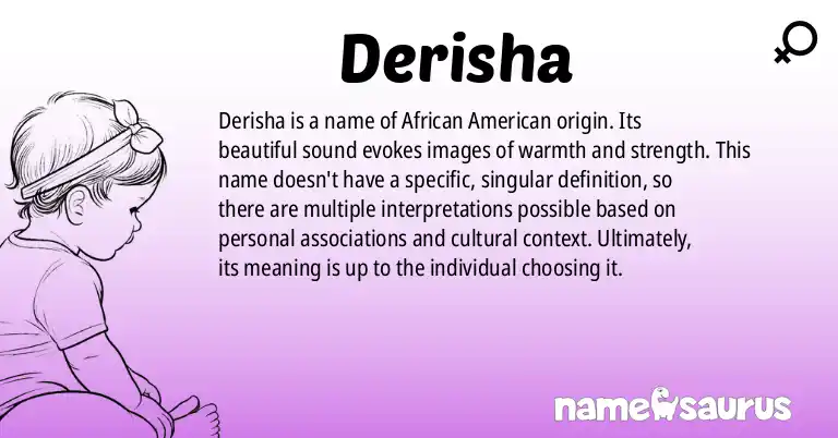 Infographic about Derisha name meaning, Derisha is a name from African American origin(s).