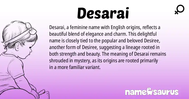 Infographic about Desarai name meaning, Desarai is a name from English origin(s).