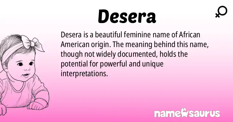 Infographic about Desera name meaning, Desera is a name from African American origin(s).