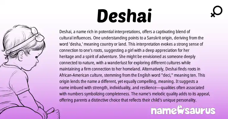 Infographic about Deshai name meaning, Deshai is a name from Sanskrit origin(s).
