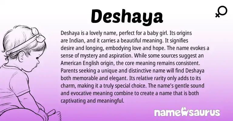 Infographic about Deshaya name meaning, Deshaya is a name from Indian origin(s).