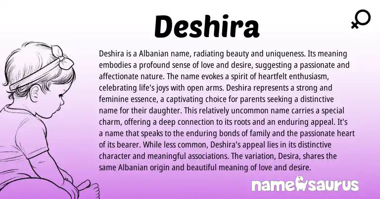 Infographic about Deshira name meaning, Deshira is a name from Other origin(s).