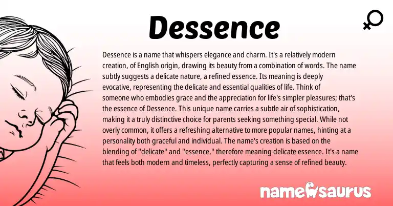 Infographic about Dessence name meaning, Dessence is a name from English origin(s).
